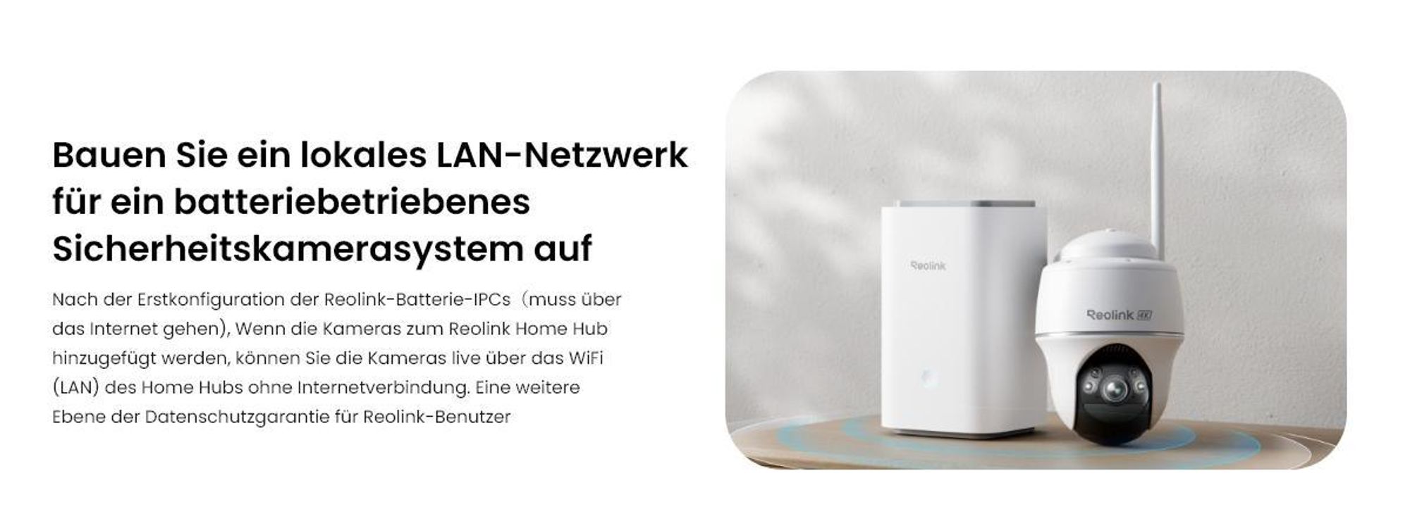 Reolink Argus PT Ultra+Solarpanel x2 mit Home Hub, 4K 8MP Akku Überwachungskamera Set, 5/2,4 GHz WiFi, 360° Schwenkbar, Nachtsicht, mit 64GB SD-Karte