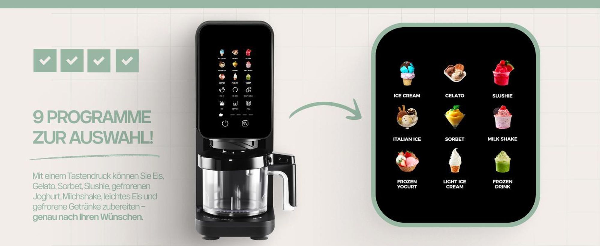 4Swiss IB026 FlurryKing Eismaschine Eiscreme Maschine - Softeismaschine Slush Maschine Ice Cream Maker Gelato Sorbet Frozen Joghurt BPA-Frei Schwarz