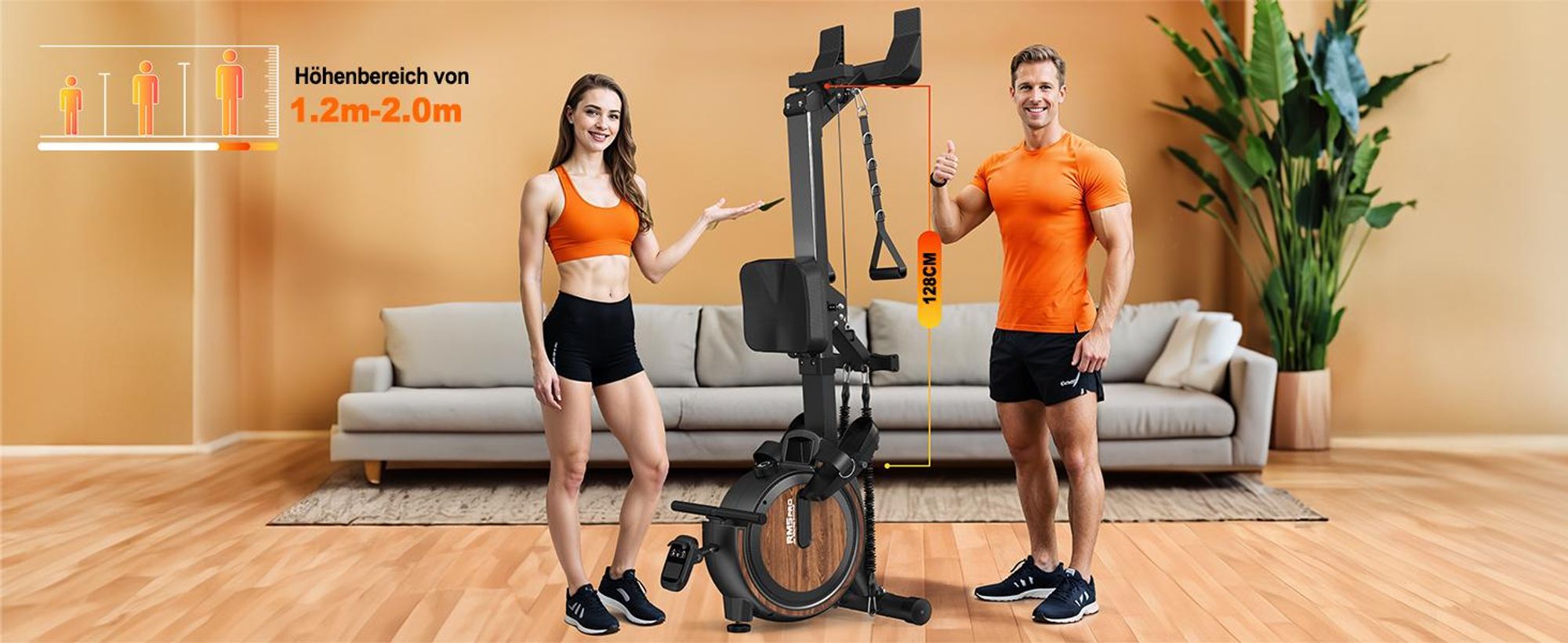 VOWVIT Heim-Rudergerät magnetischer Widerstand, Bluetooth, Tablet-Halterung, bis 160 kg