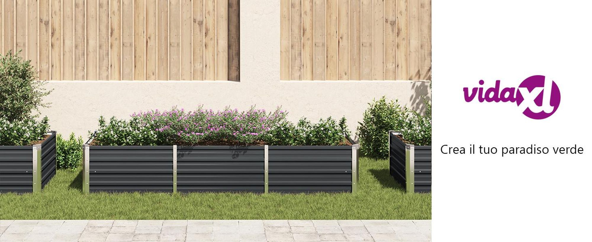 vidaXL Letto da giardino rialzato antracite 240 x 80 x 45 cm Acciaio zincato