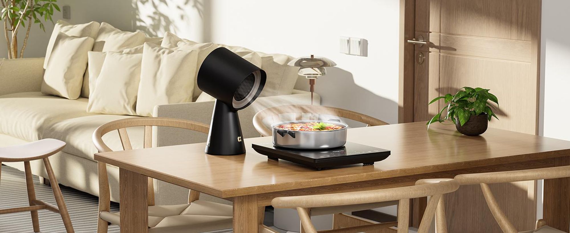 CIARRA HOOD TO GO Mini-hotte aspirante Portable Hotte de table Hotte aspirante mobile Recyclage de l'air 2 vitesses Noir VMPHB01