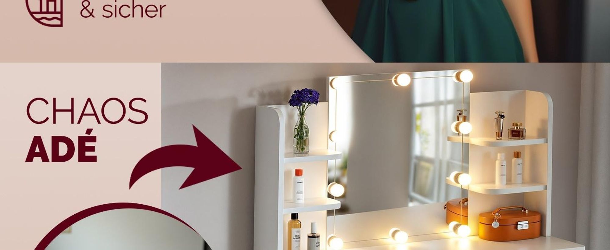 CASARIA® Schminktisch mit LED Beleuchtung und Spiegel