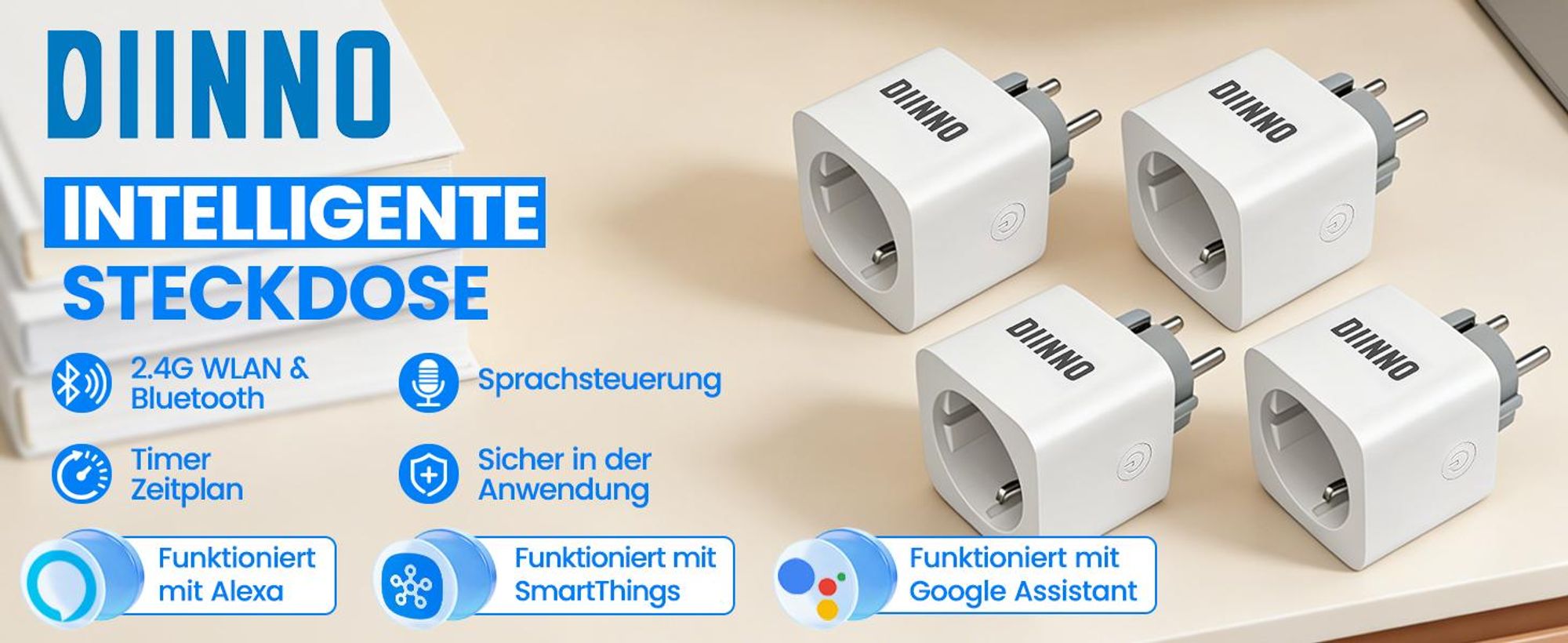 DIINNO Smart Steckdose WLAN mit Stromverbrauchsmessung, App-Steuerung und Timer