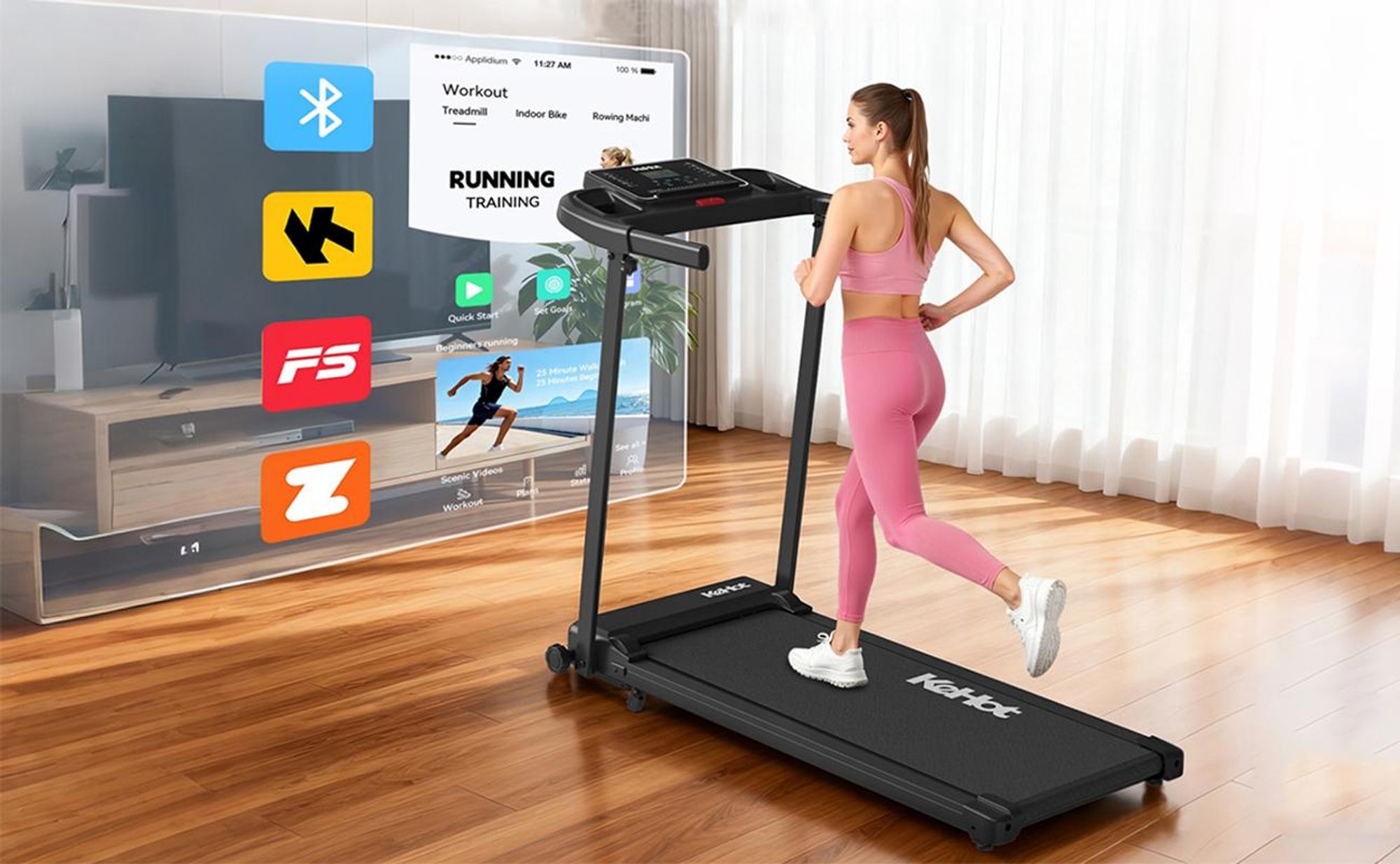 Kehot Laufband klappbar 1-12 km/h,136kg,LED-Display,App für Zuhause