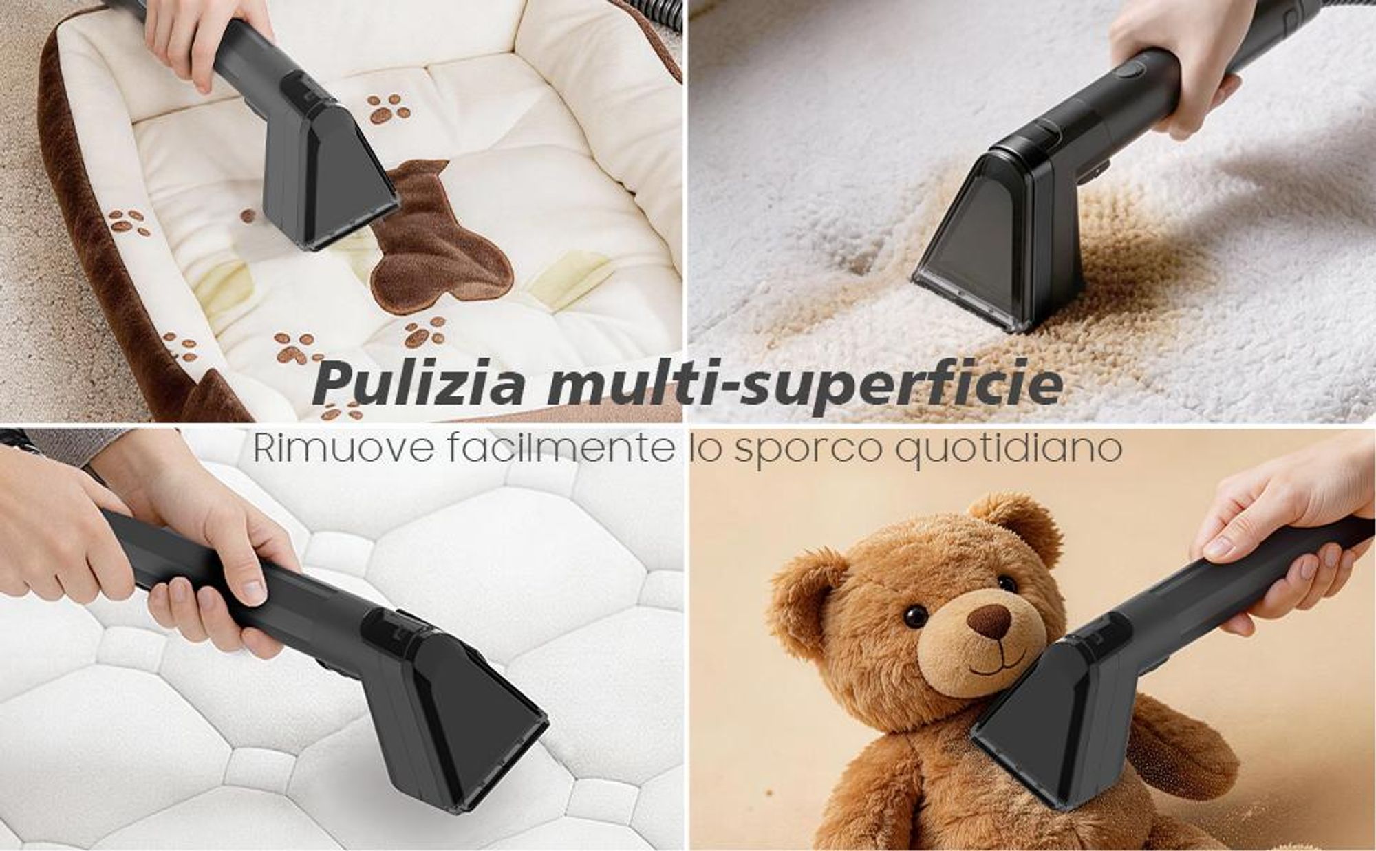 Aspirapolvere umido per tappezzeria – 400W, 13 kPa di aspirazione, portatile, per tappeti, divani e auto