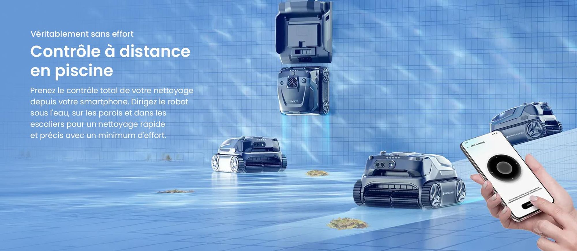 Robot de piscine WYBOT S3 : cartographie 3D, vision par IA, alimentation solaire/CC, réservoir de 10 litres à vidange automatique,via application