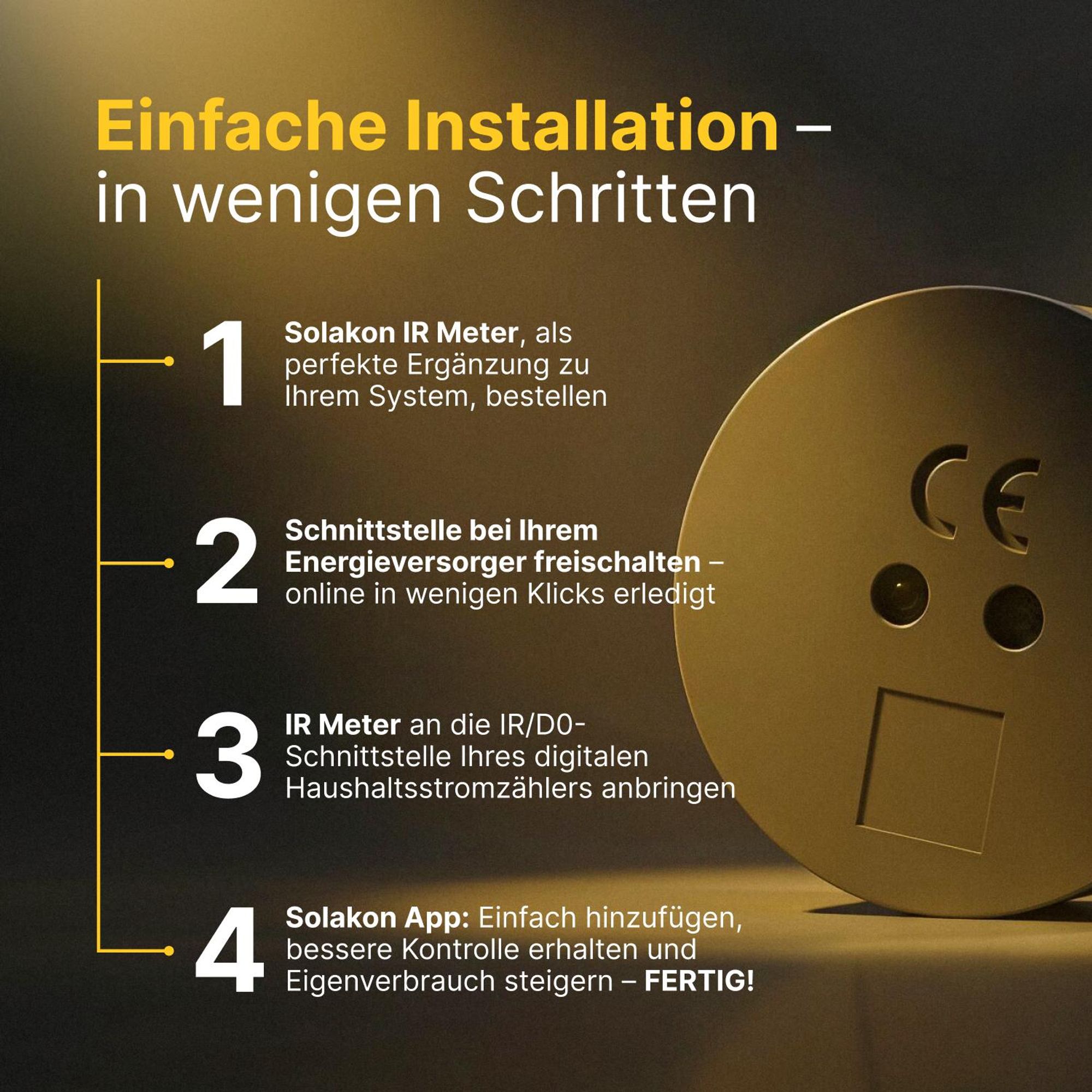 Solakon® PowerTracker IR Smart Meter - Optischer IR-Energiezähler für die Solakon ONE Speicher - Echtzeit-Messung des Netzverbrauchs
