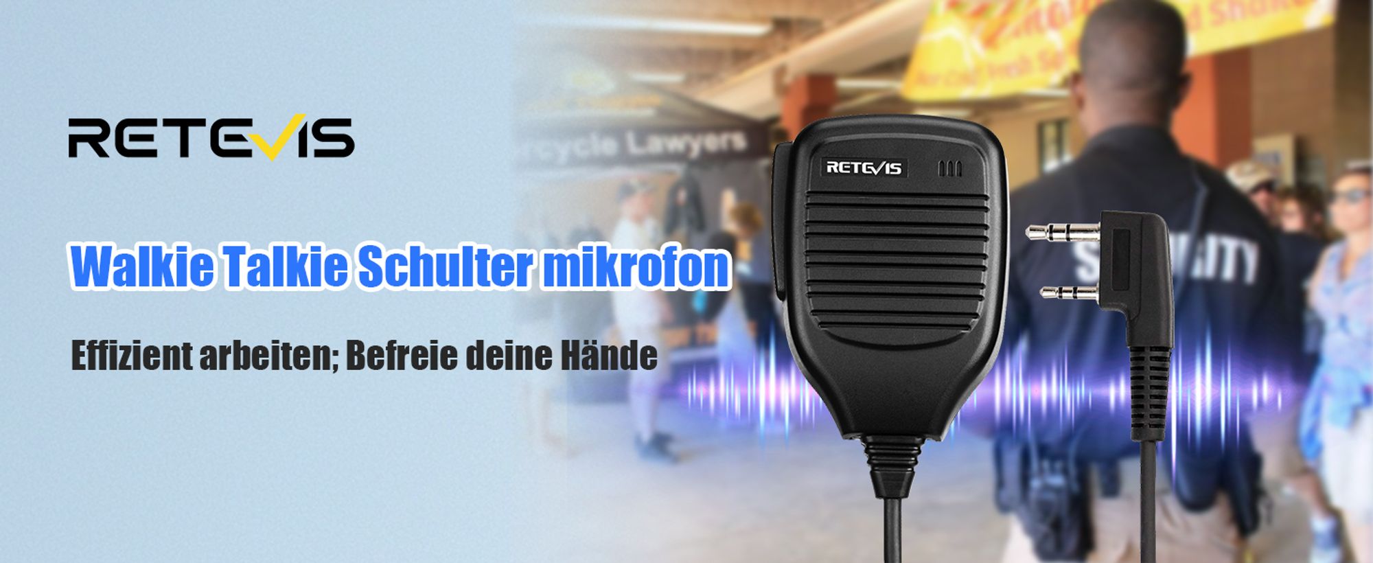 Retevis Funkgerät Lautsprecher Mikrofon 2 Pin Funkgeräte Profi Lautsprechermikrofon Kompatibel RT24 RT24V RT27 Für Jagd und Schießen(2 STK)