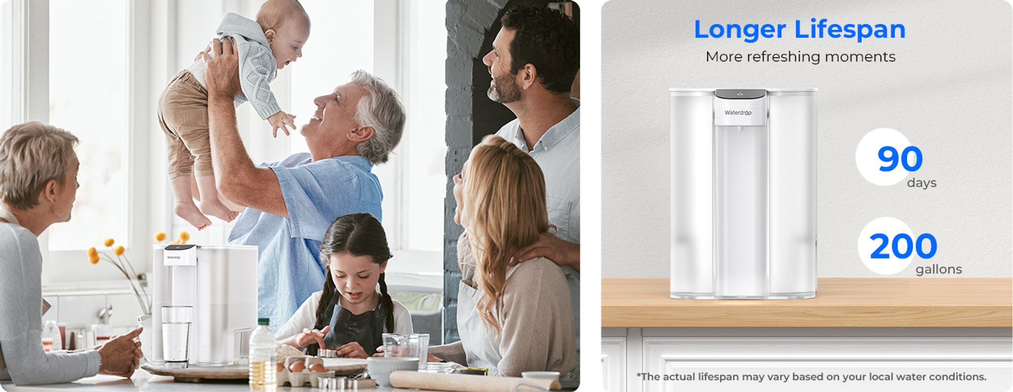 Waterdrop Eletric Wasserfilter Kanne mit 3 Monate Filter, 6L Countertop Wasserfilter System, reduziert Chlor, Blei, Quecksilber, PFAS,PFOA/PFOS