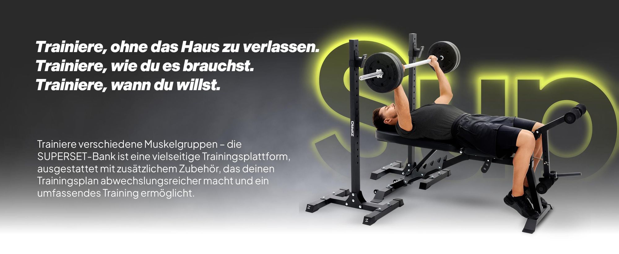 Zipro Hantelbank Set Superset – Mit Freistehendem Hantelständer Inkl. Curlpult & Beintrainer Verstellbare Schrägbank & Negativbank Bis 270kg Belastbar