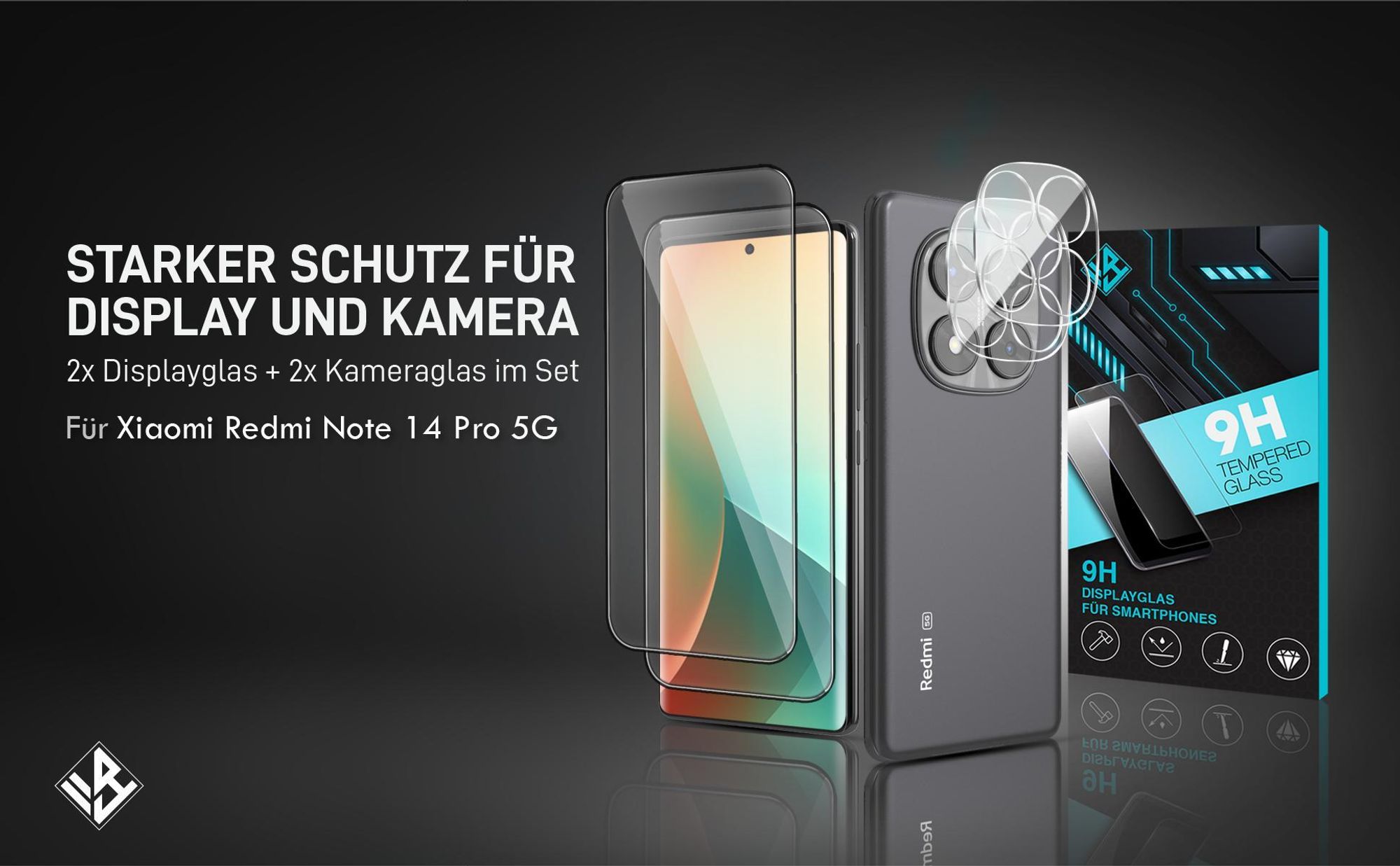2er Set Kamera & Displayschutzglas für Xiaomi Redmi Note 14 Pro 5G in 9H Härte