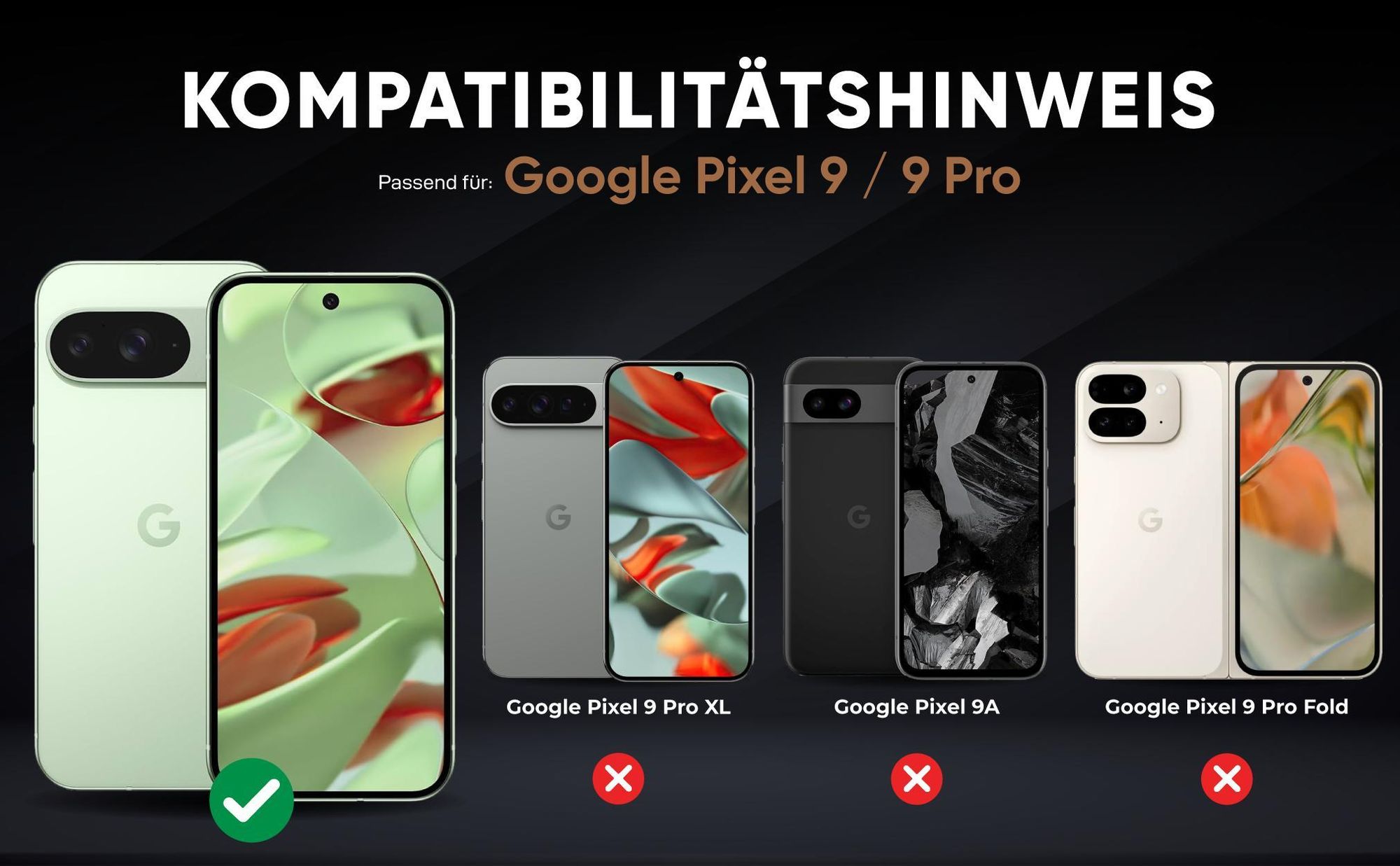 Kompatibilitätshinweise Hülle für Google Pixel 9 / 9 Pro
