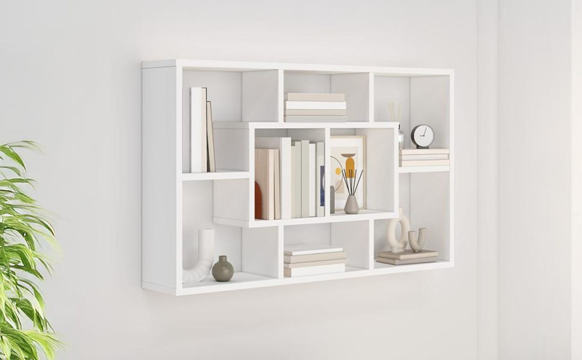 Scaffale a parete bianco 85x16x52,5 cm in materiale ligneo