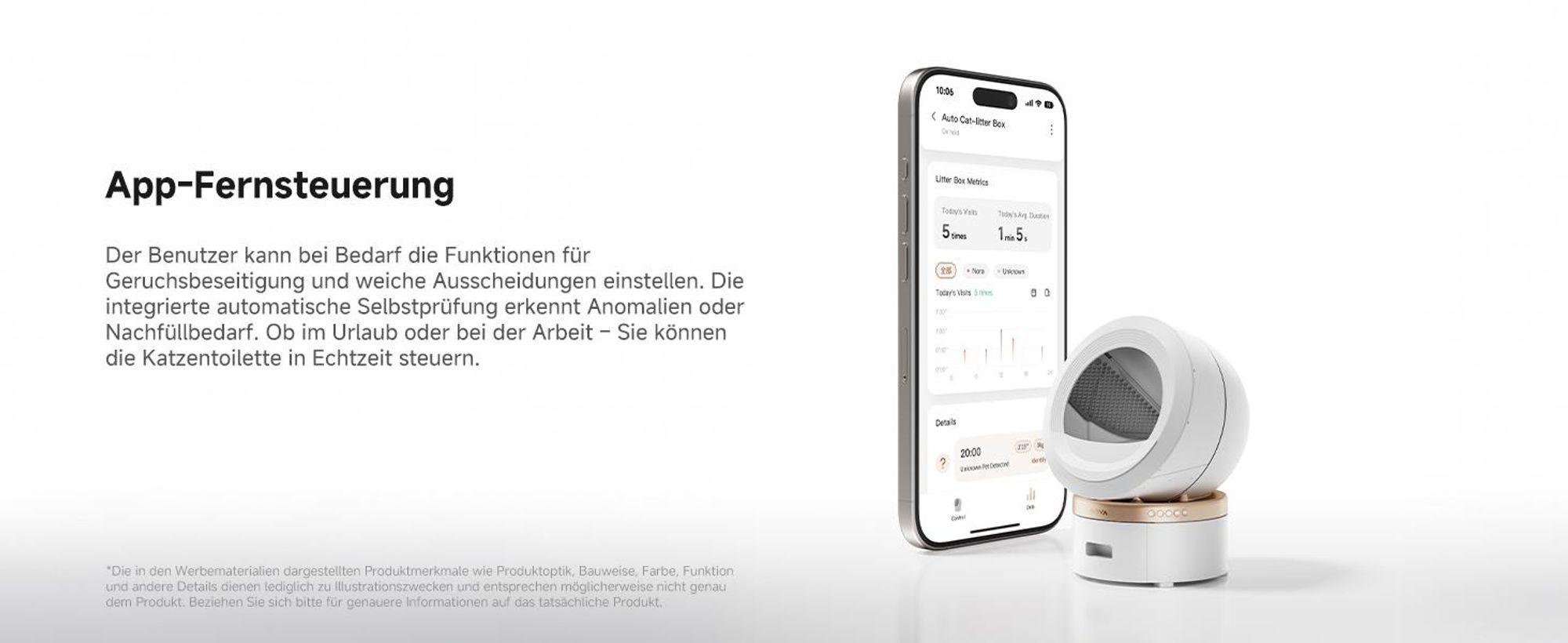 MOVA LR10Prime Selbstreinigende Katzentoilette, automatisches Katzenklo 110L, Geruchskontrolle, 15 Tage Reinigung, 12 Sicherheitsfunktionen