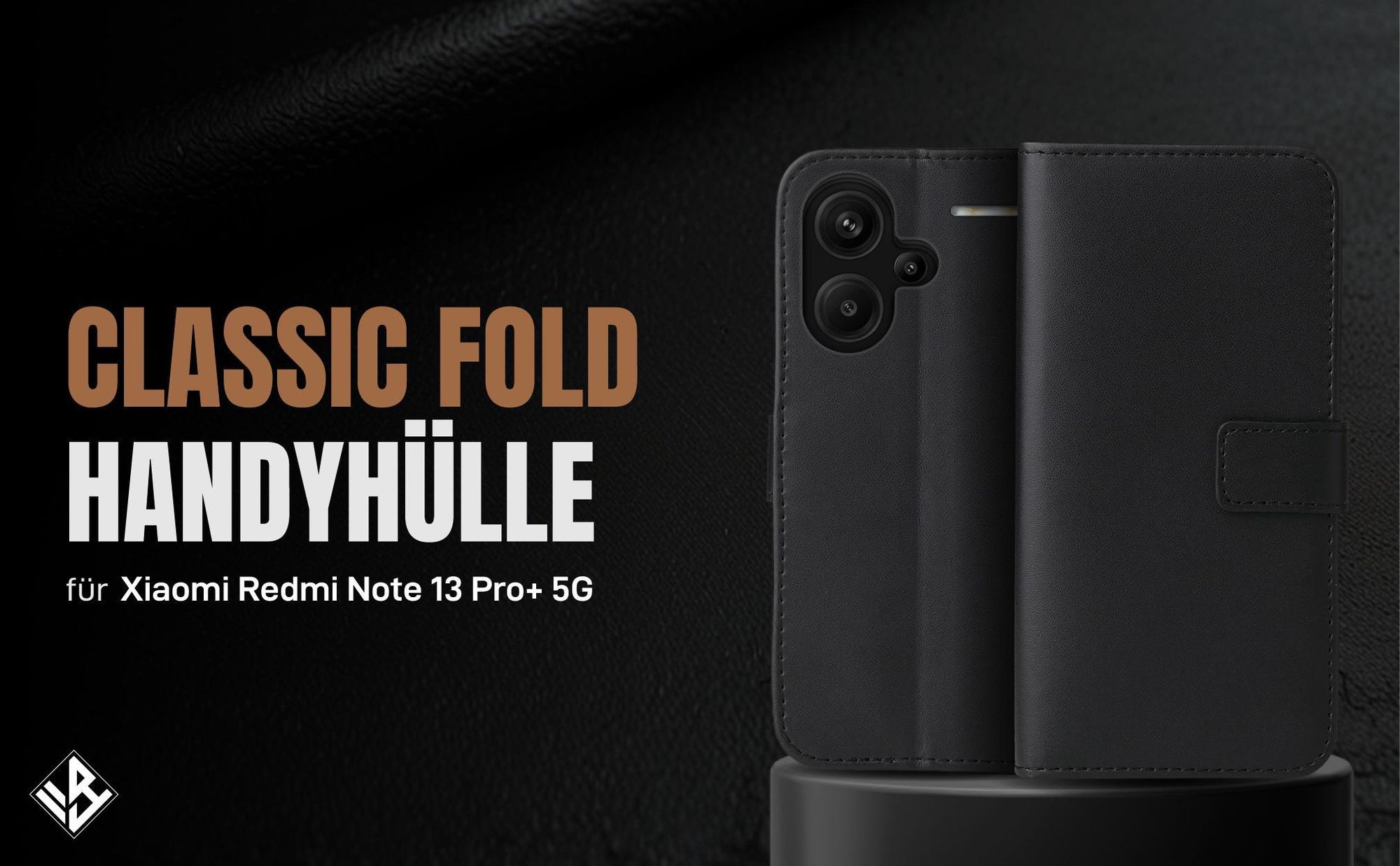 Schwarze Klapphülle für Xiaomi Redmi Note 13 Pro+ 5G mit Wallet-Funktion