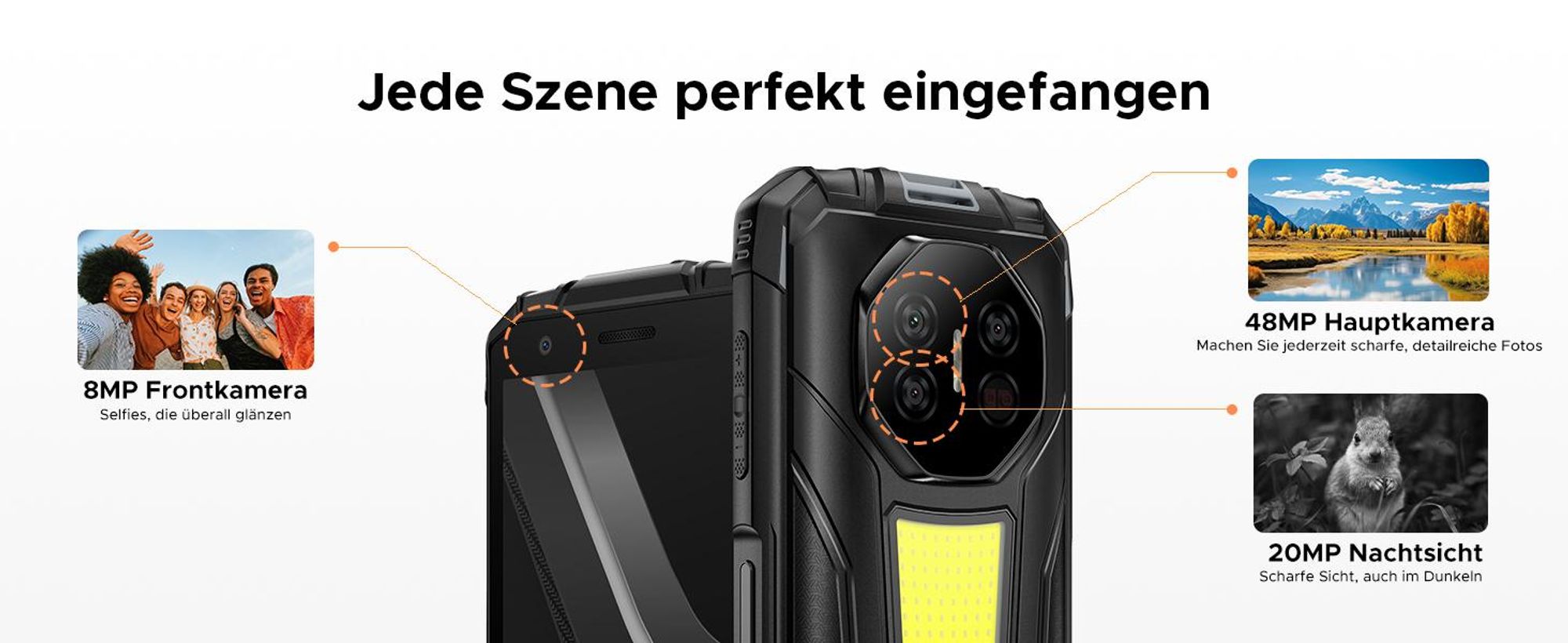 DOOGEE Fire 3 Max Outdoor Smartphone Handy, 4G, IP68/IP69K, 5,5" HD+, 48MP, 8350mAh, 18W, 32+256GB, NFC, Fingerabdruck, ohne Vertrag
