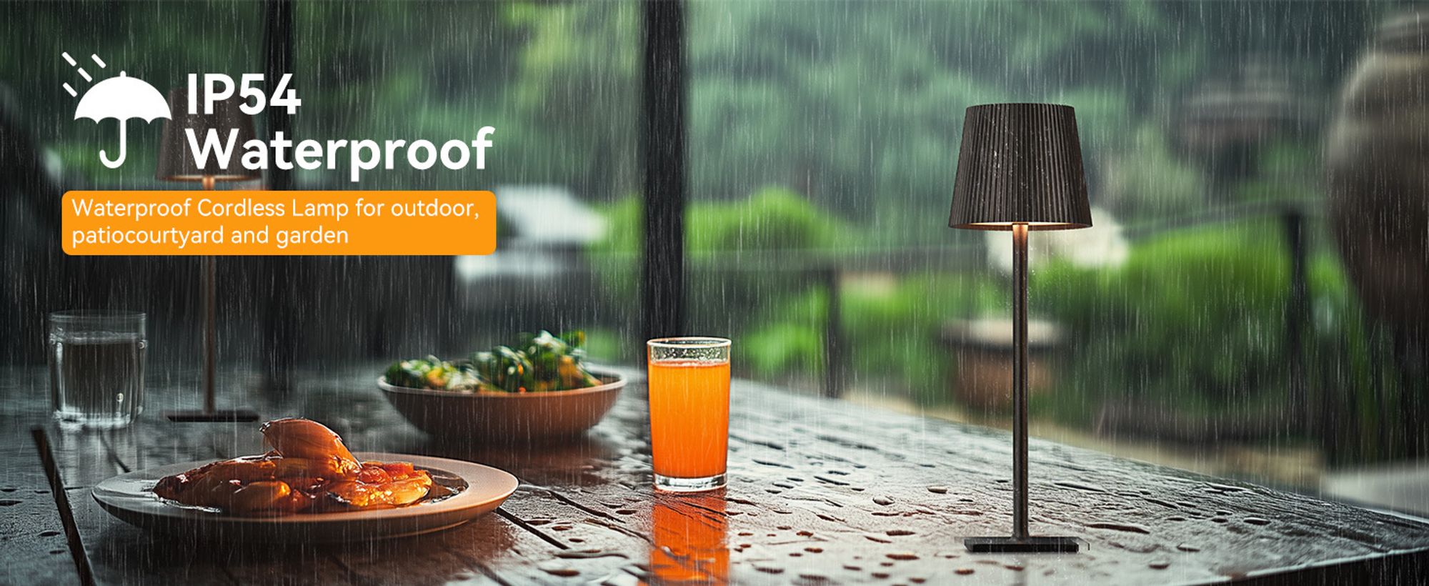 Tischlampe Kabellos, LED Tischleuchte, Dimmbar Touch Akku Tischleuchte Kabellos mit USB Ladestation, Warmweiß Tischlampe, IP54 Wasserdichte, Schwarz