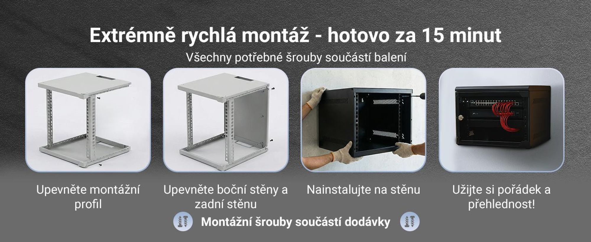 Extralink 4U nástěnný rack 10'' 280x310 mm černý