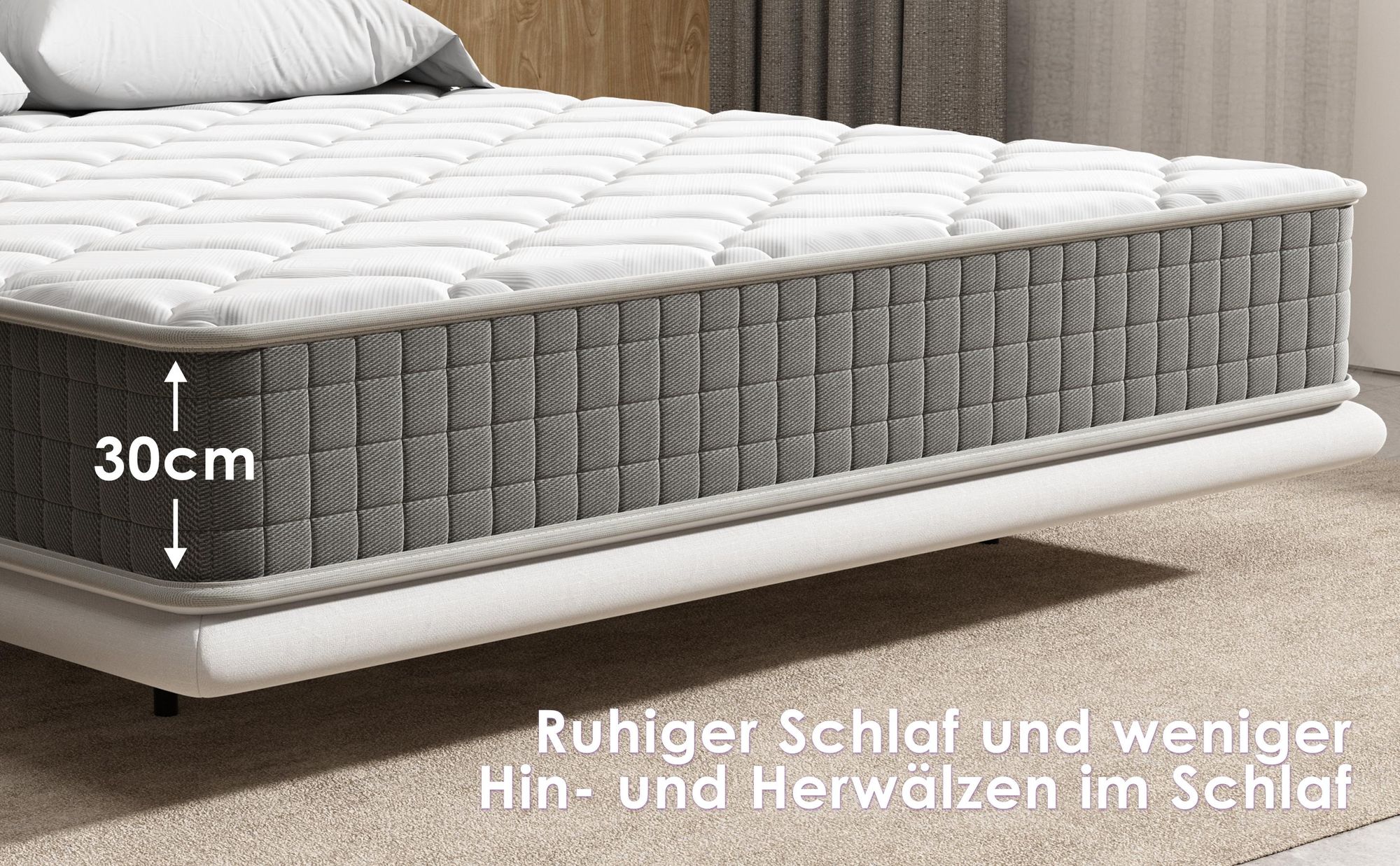 DEWINNER Matratze, 160x200, Höhe 30 cm, Schaumstoffmatratze, perfekte Unterstützung, hohe Elastizität, Wendematratze, beidseitig verwendbar