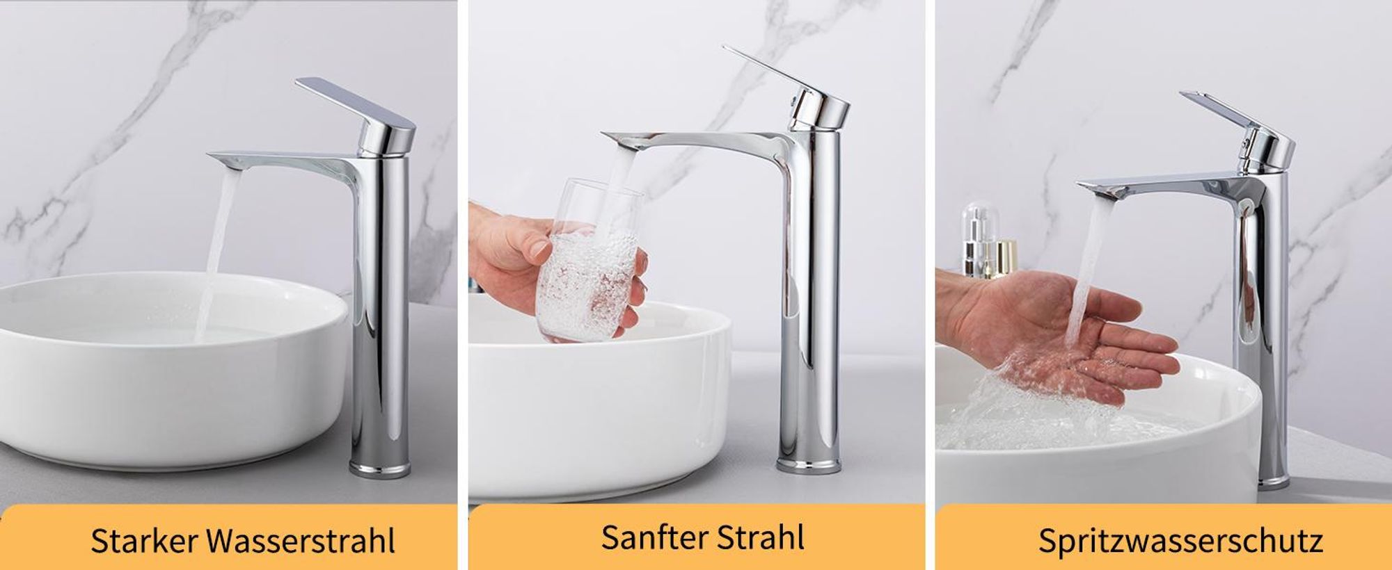 Homelody Wasserhahn Bad mit Universal Ablaufgarnitur Armatur Mischbatterie Waschbeckenarmatur mit Weiß Pop-Up Ventil Messing Überlauf Abflussgarnitur