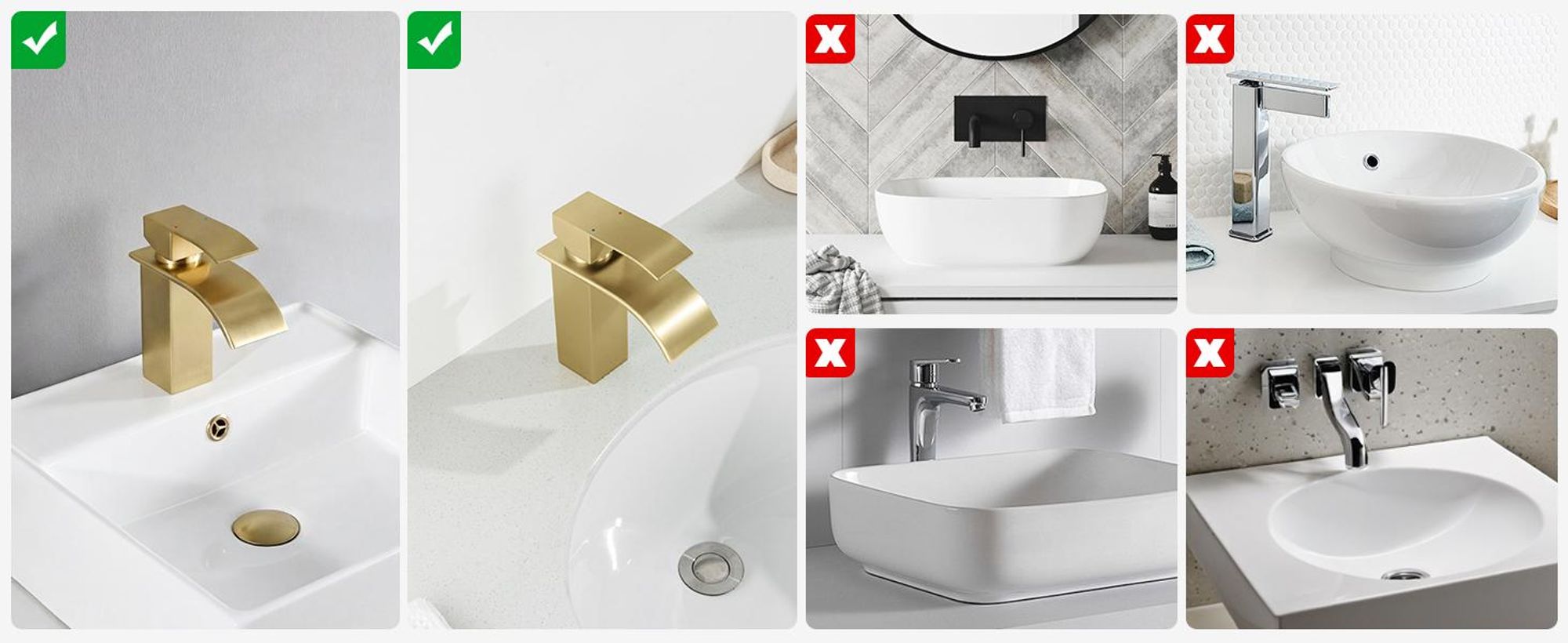 Wasserfall Waschtischarmatur, 304 Edelstahl Gebürstet Gold, Bleifrei Kalt Warm, Cecipa, Badarmatur Mischbatterie, Wasserhahn Bad, Waschbeckenarmatur
