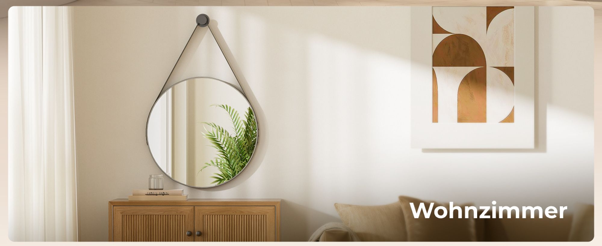 Heilmetz Wandspiegel 60cm Rund Spiegel mit Schwarzer Spiegelgürtel Matte Metallrahmen Hängespiegel