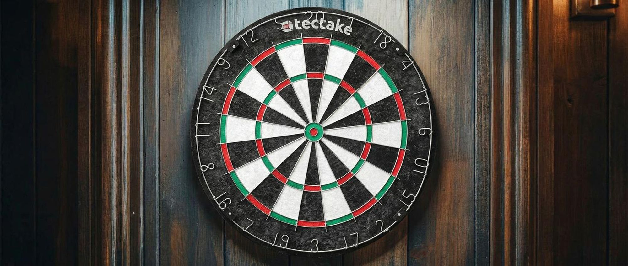 tectake® Dartscheibe Bully aus robustem Sisal mit ultradünnem Draht Zubehör aus Anspitzer, 16 Flight-Schützern und Startlinie