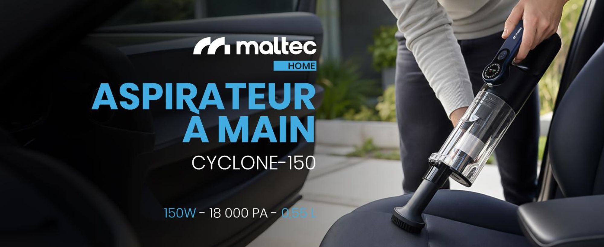 Aspirateur à main sans fil, mini aspirateur sans sac, idéal pour la voiture, le bureau et la maison. Inclut une fonction soufflerie, un filtre HEPA, une technologie cyclonique et une puissance d'aspiration de 18 kPa. Livré avec des accessoires