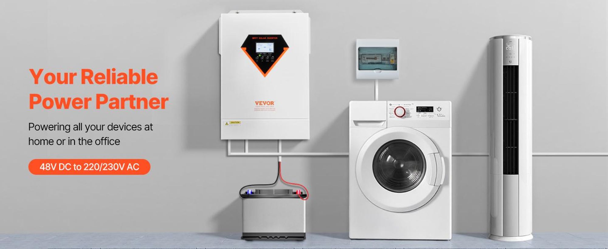 VEVOR Hybrid-Solarwechselrichter, 6000W, All-in-One reiner Sinuswellenwechselrichter-Ladegerät, 48V DC zu einphasigem 220/230V AC, mit 120A MPPT-Solarkontroller, für netzunabhängige Systeme mit Blei-Säure- und Lithiumbatterien, 6000W mit WiFi-Modul