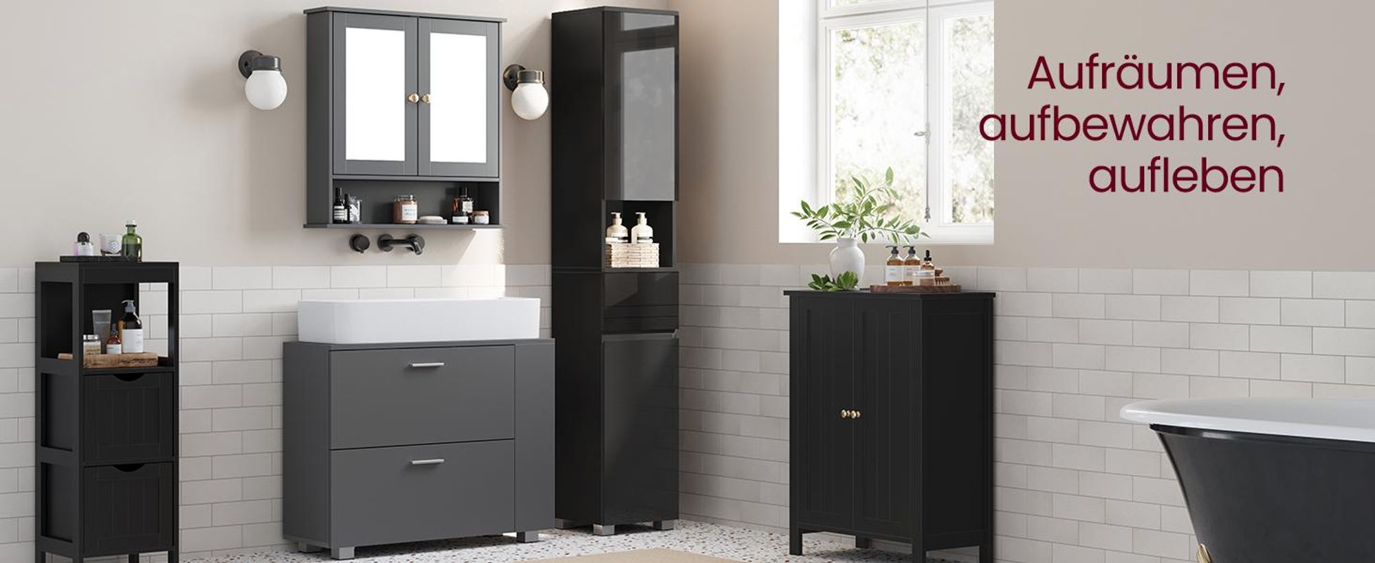 VASAGLE Badezimmerschrank, Badschrank, Badezimmermöbel mit einer Schublade/2 Schubladen, verstellbare Ablagen, offenes Fach