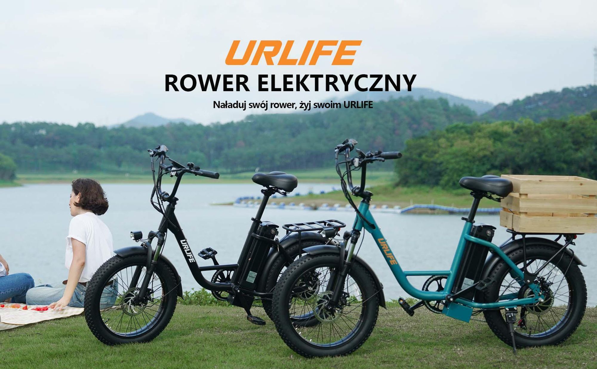 Rower Elektryczny URLIFE E20 - Silnik 250W Bateria 48V 13Ah 20 Calowe koła  Hamulce Tarczowe - Zielony