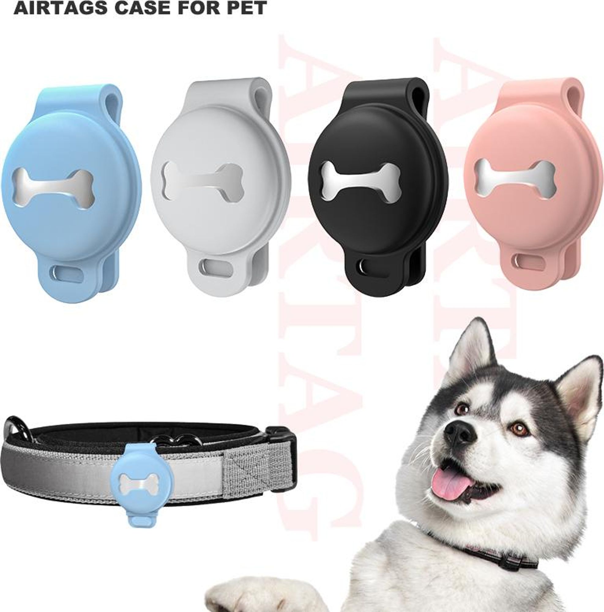 Apple AirTag Silikon Schutzhülle Halsband Hund Katze Anhänger Halter schwarz