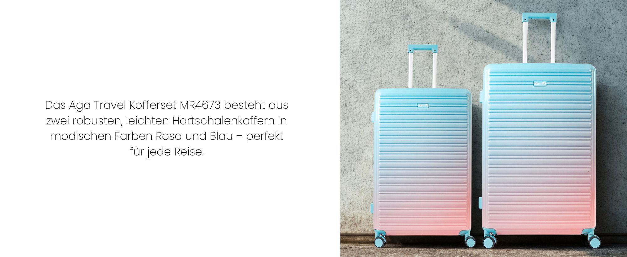 Aga Travel Kofferset 2-teilig MR4673 – Trolley Koffer 66L & 93L in Rosa/Blau – Hartschale ABS+PC mit TSA-Schloss & 360° Rollen, leicht & robust
