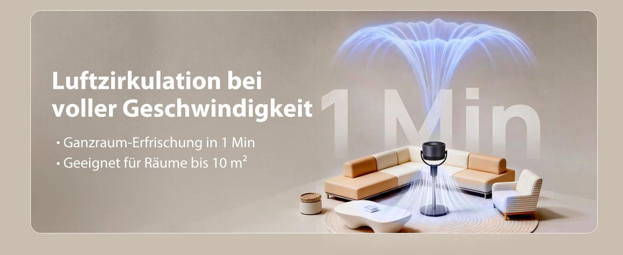 Aigostar 2-in-1 Luftumwälzer Standventilator, DC-Motor, 3D-Oszillation, 8 Stufen, leise 23dB, 12H-Timer, Fernbedienung, höhenverstellbar 80-105cm