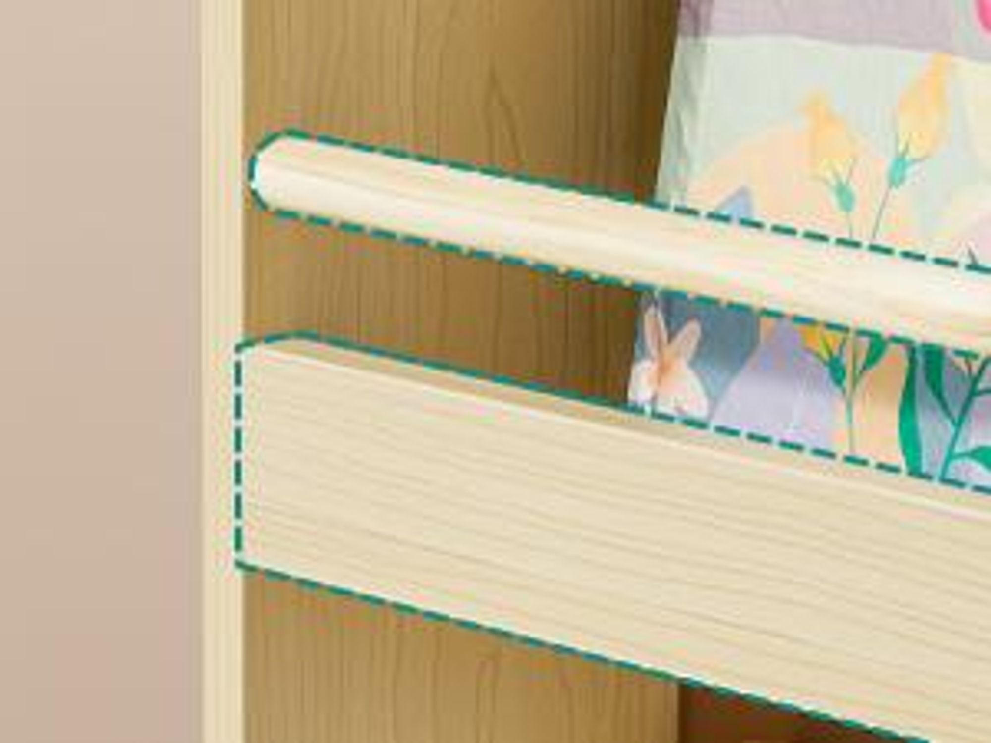SONGMICS Bücherregal Kinder, Kinderregal mit 4 Ebenen, Spielzeugregal, Wandregal, naturfarben