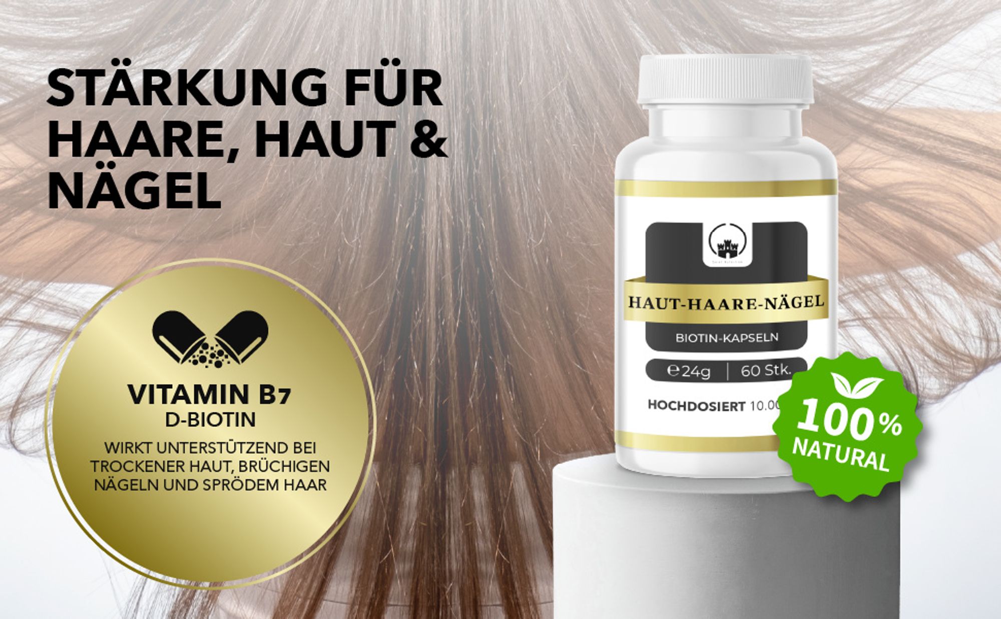 Saint Nutrition® Haut, Haare, Nägel Hochdosiert – Biotin - verbesserte Haut – starke Nägel – Strahlendes gesundes Haar – Vitamin B7
