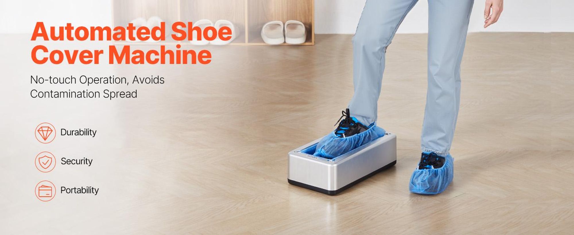 VEVOR Schuhüberzieher-Spender für bis zu US 11 / EU 44 mit 100 Einweg-Plastiküberzügen, Einweg-Schuhüberzüge