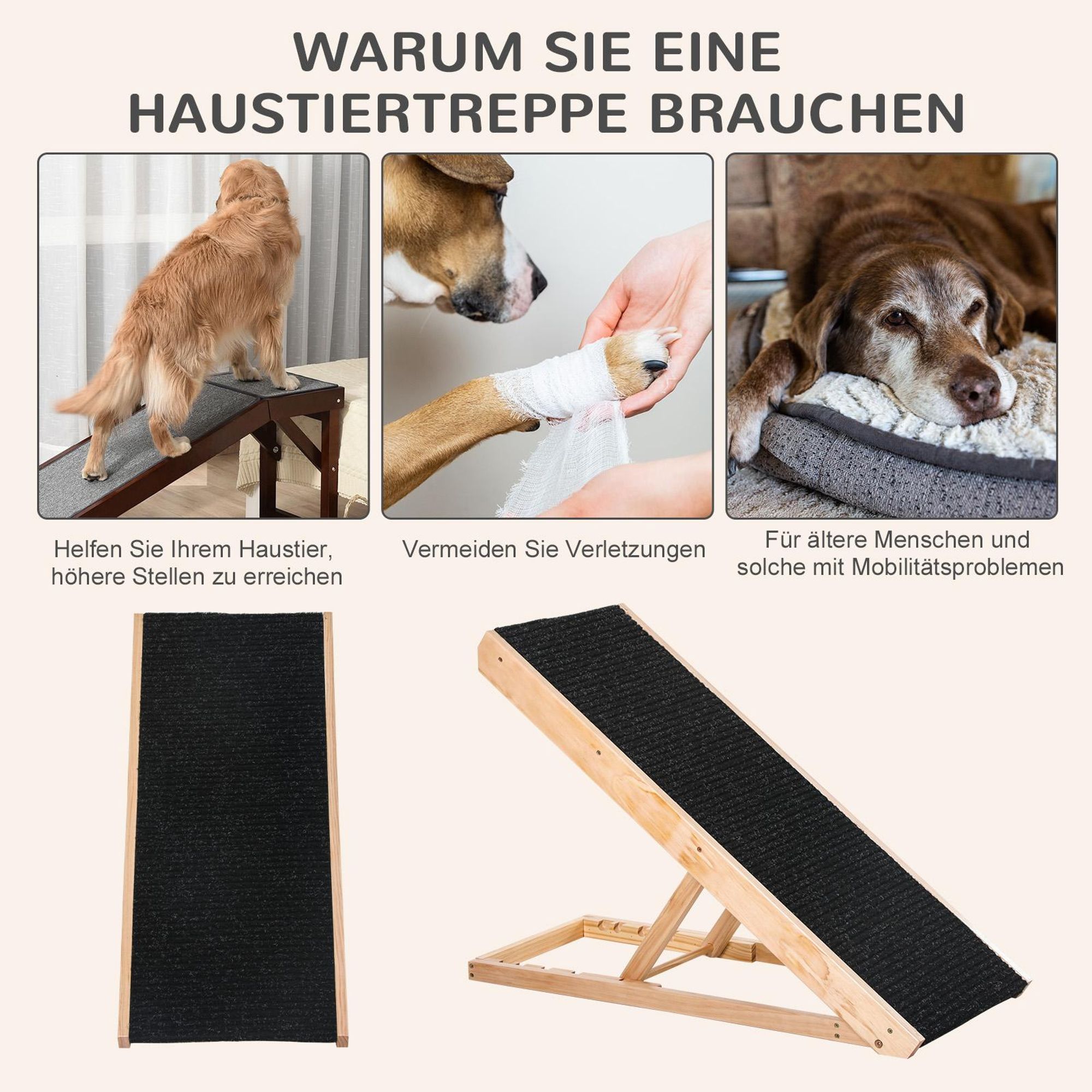 höhenverstellbar Tierrampe Hundetreppe