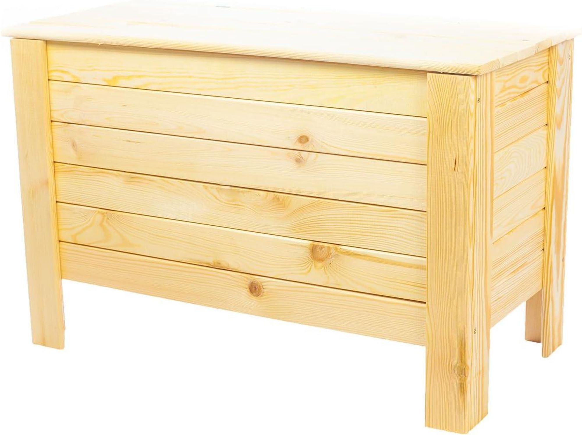 STOLMAK Gartenbox aus Holz 166 l 80x52x40 cm Schwarz Massivholz Kiefer Auflagenbox Kissenbox Holztruhe Aufbewahrungsbox Gartenmöbel