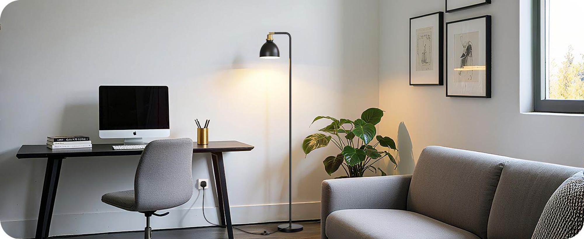 EDISHINE Stehlampe Schwarz, Retro Stehleuchte inkl. LED Leuchtmittel, Verstellbarer Kopf, mit Metall Lampenschirm, Leselampe für Wohnzimmer & Büro