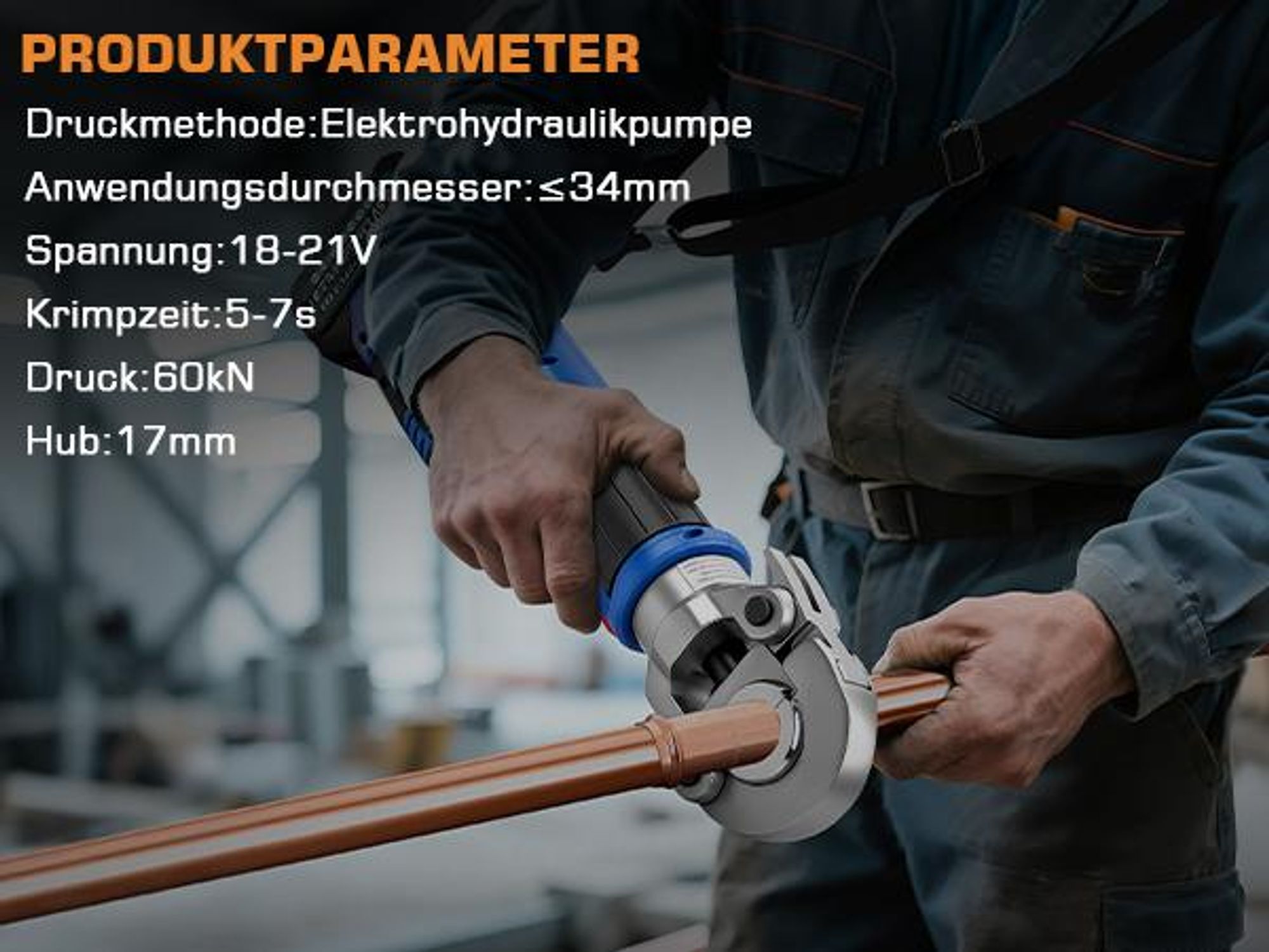 Kabellos Presszange Backeneinsätze mit TH- V-Kontur(TH16, TH20, TH26, TH32, V12, V15, V18, V22, V28)‌ für Kupfer-/Edelstahl-/Verbundrohr, Crimpzange