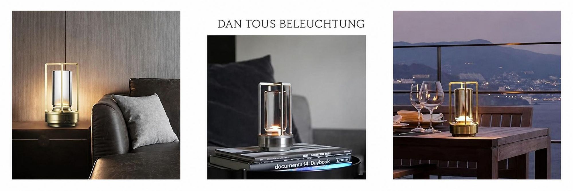 Tragbare Metall-Tischlampe für Innen/Außen, Wiederaufladbare Kabellose LED-Lampe, 3-Farben Stufenlos Dimmbar,Restaurant/Schlafzimmer/Bar/Campinglicht