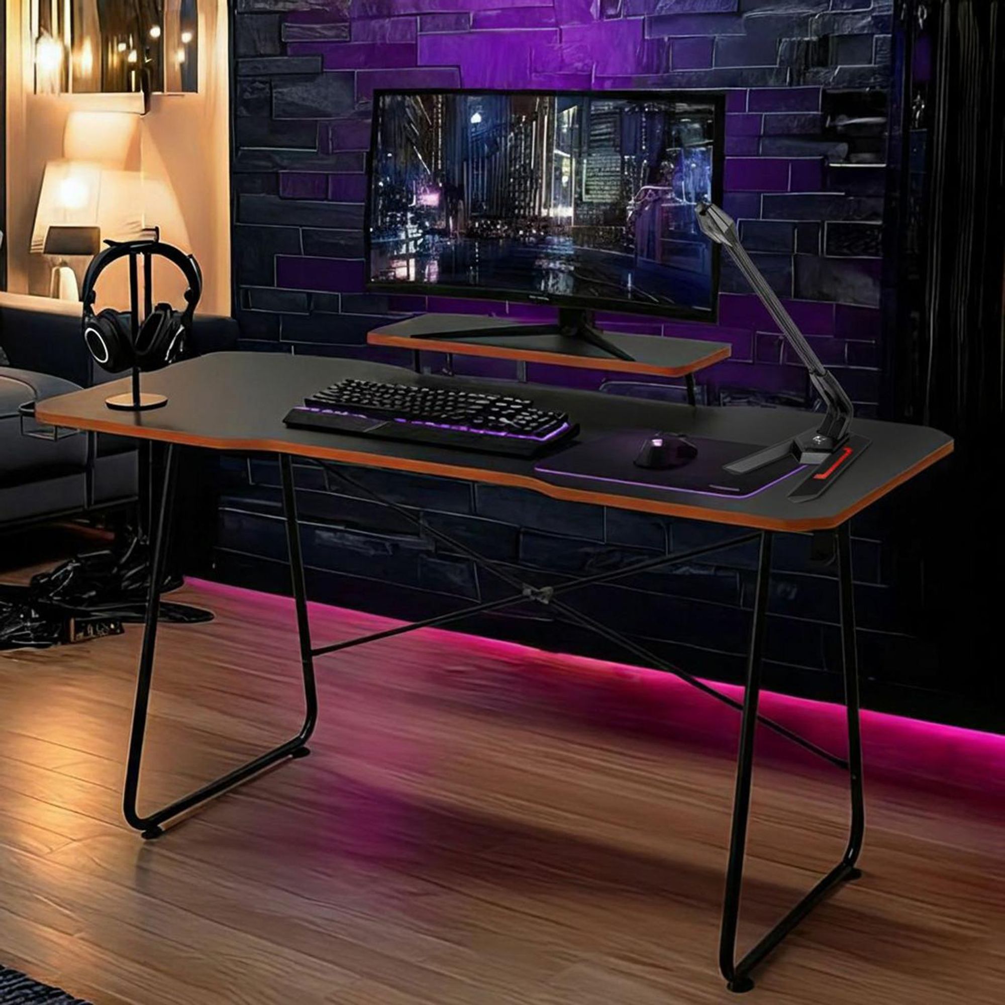 Gaming Mikrofon mit LED-Hintergrundbeleuchtung und Stummschalttaste PC Standmikrofon USB Plug & Play Desktop-Mikrofon