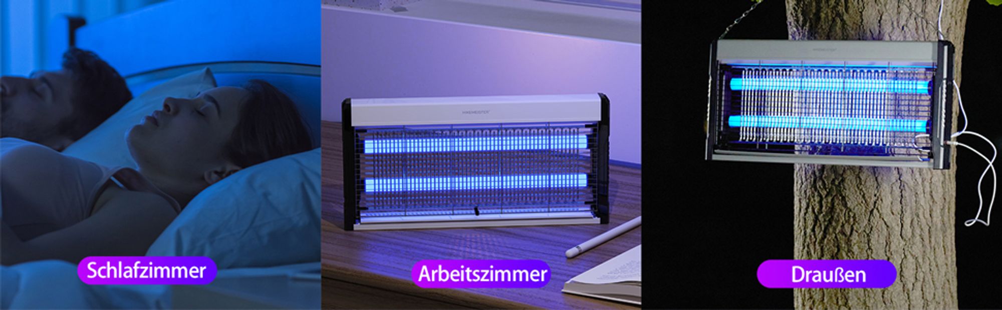 HikeMeister® Insektenfalle UV Mückenlampe Insektenvernichter Elektrisch Fliegenfänger 20W