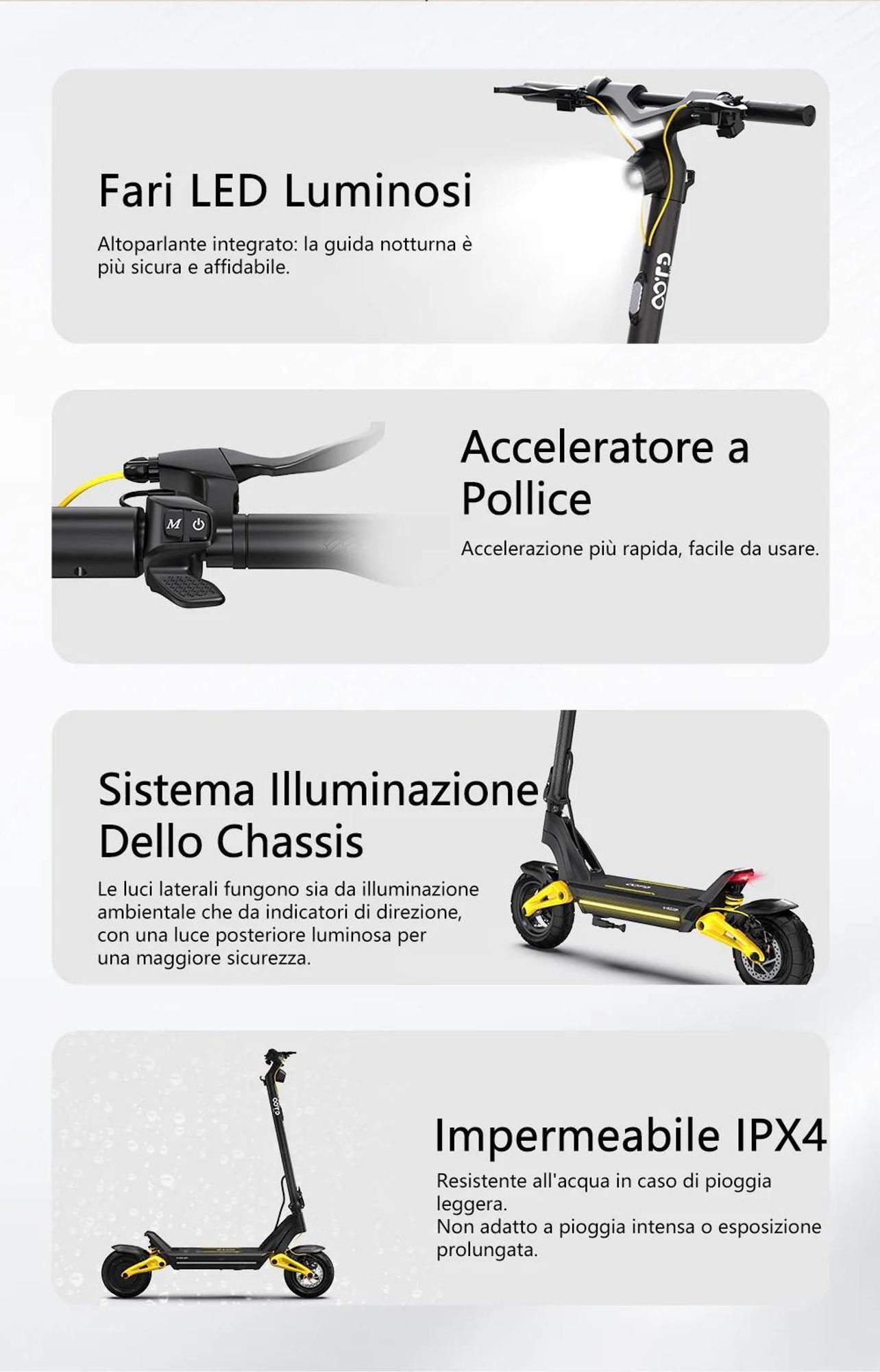 Monopattino elettrico OOTD S10 - Motore 1400W Batteria 48V20AH Pneumati 10" Freni A Disco - Nero