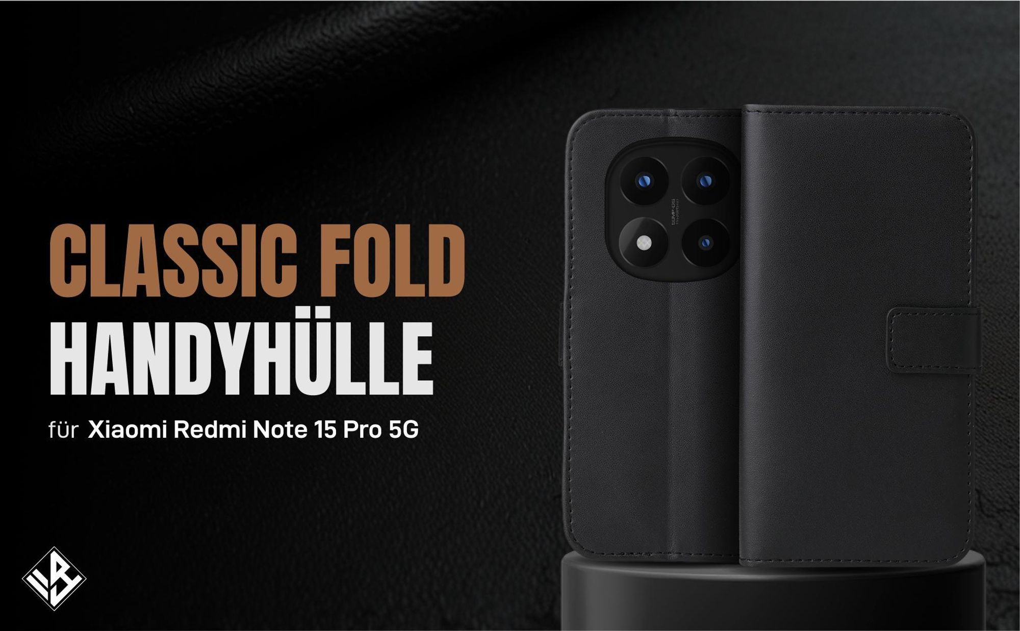 Schwarze Klapphülle für Xiaomi Redmi Note 15 Pro 5G mit Wallet-Funktion