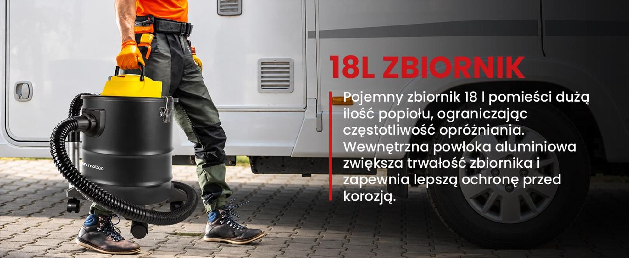 Odkurzacz do kominka popiołu przemysłowy 1800w 18l