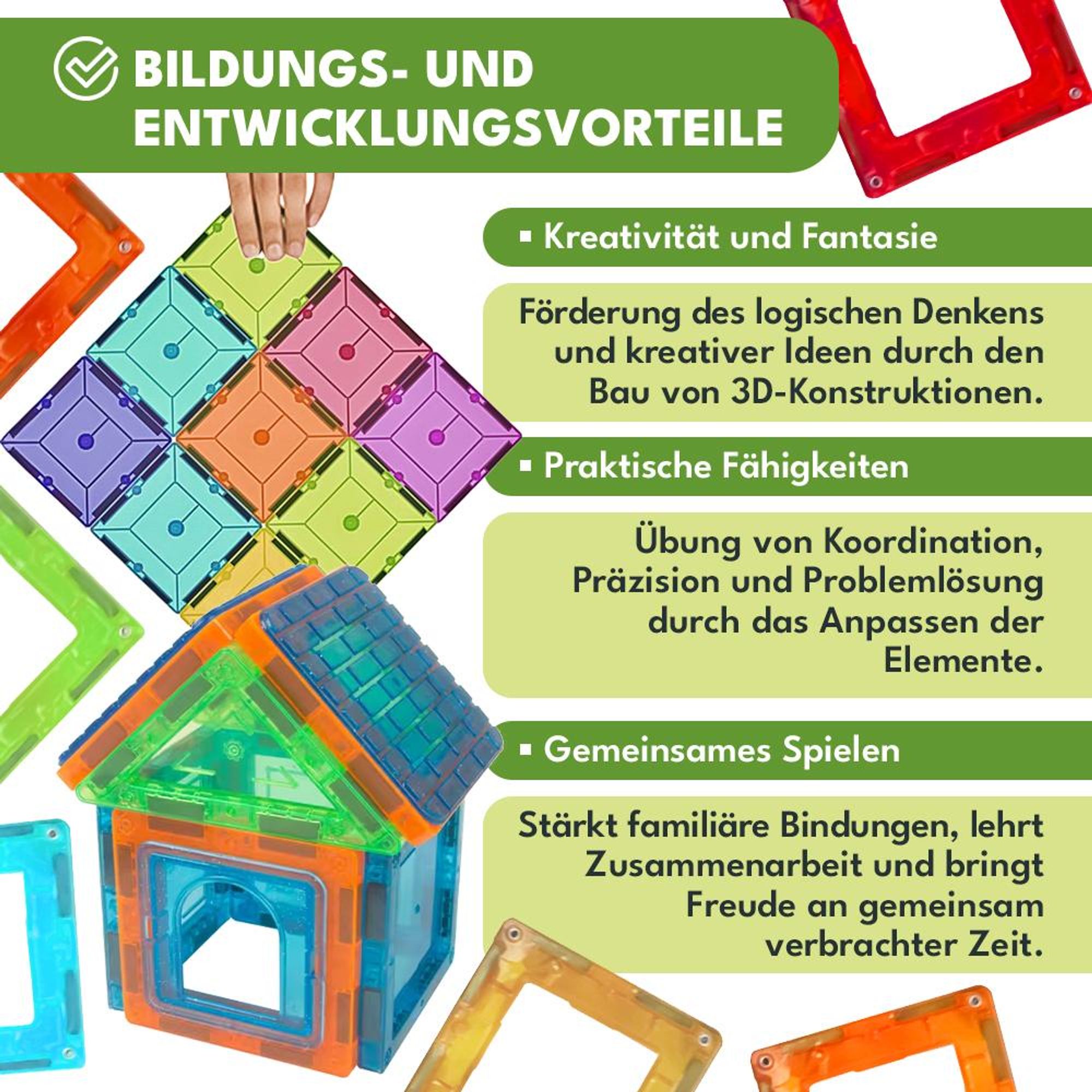 KRUMAD Magnetische Bauklötze 45 Teile - Kreatives Lernspielzeug für Kinder, große Bausteine