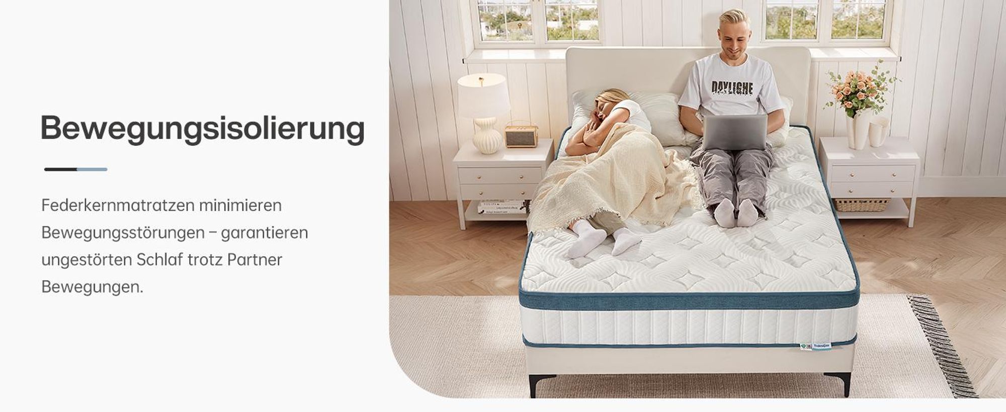 Tribesigns Matratze 90x190 cm, 22 cm Hoch, 7-Zonen Taschenfederkernmatratze H3 Mittel, Orthopädische Federkernmatratze mit Atmungsaktivem Lyocell Bezu