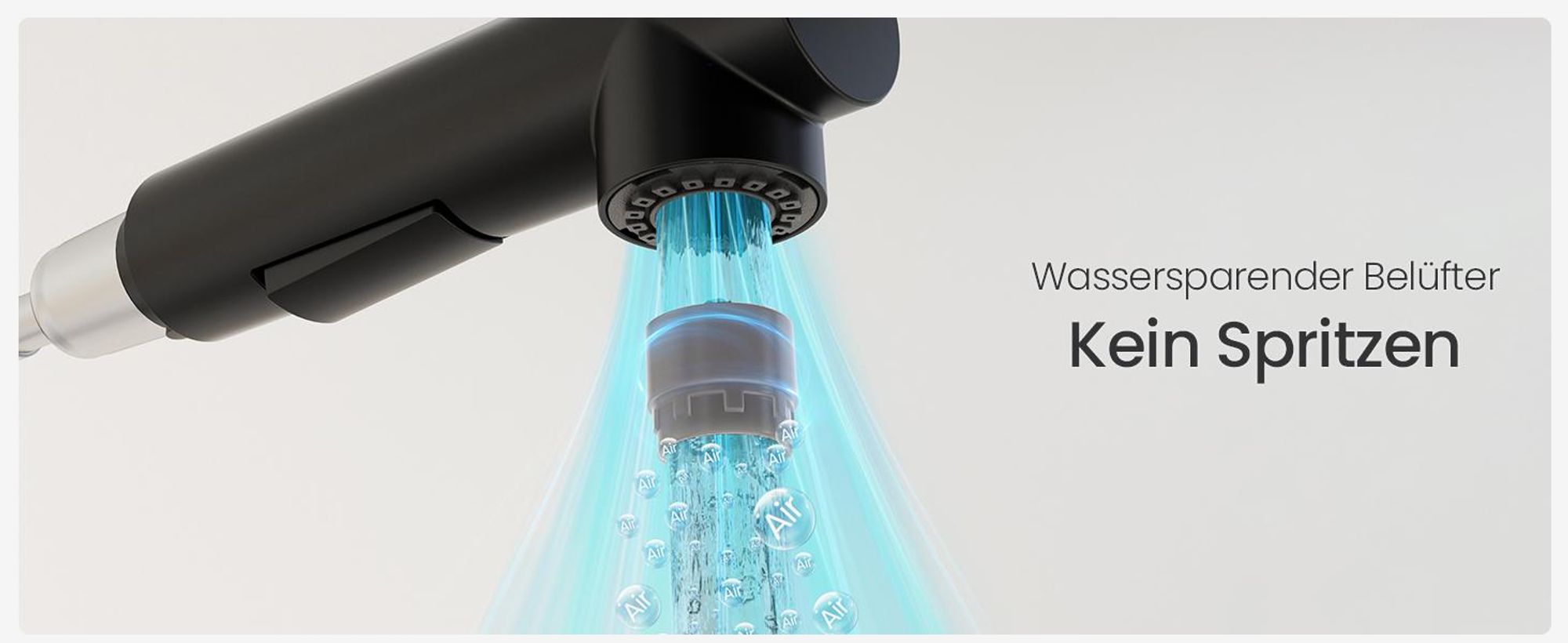 Cecipa MAX 304 Edelstahl Küchenarmatur | 360° Drehbar & Ausziehbar | Schwarz Matt | Zwei Wasserausgänge